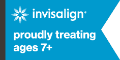 Trommeter Orthodontics | Invisalign logo with text stating proudly treating ages 7 and up.